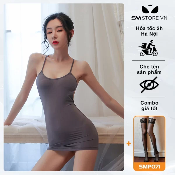 váy ôm body 2 dây thiết kế dây chéo sau lưng quyến rũ